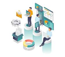 the concept of isometric illustration seo agency and web developer vector