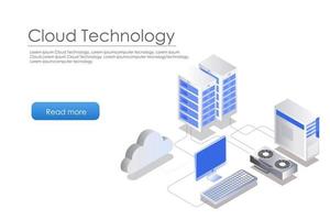 velocidad de la computadora portátil del servidor en la nube vector