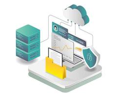 análisis de datos del servidor en la nube de seguridad vector