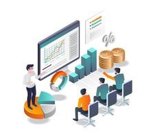 Presentation on business investment in isometric illustration vector