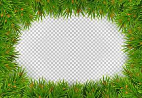 Spruce branches - frame decorate banner. Christmas poster for New Year advertising. Rectangular poster with empty space for text. Realistic style. Transparent background. Vector. vector