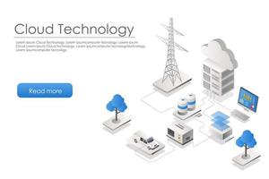 delivery order 1Concept of isometric illustration of electrical energy network and server