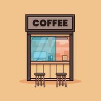 Mini Vintage Coffee Shop or cafe with two chair for dine in vector
