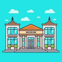 vector de edificio de museo. concepto de ilustración de edificio y punto de referencia azul aislado