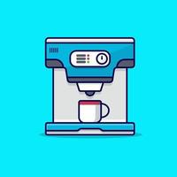 Stainless steel coffee machine isolated on blue background. vector
