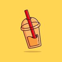 Milk tea icon vector in cartoon style