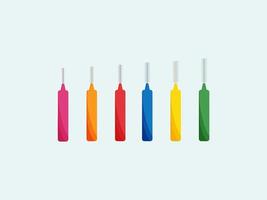 A set of interdental brushes of different colors and sizes for the care of dentures, implants and braces vector