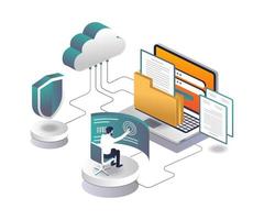 Email security computer and cloud server vector