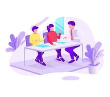 estrategia de reunión de grupo trabajo en equipo vector