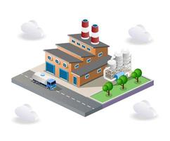 Factory and warehouse view vector