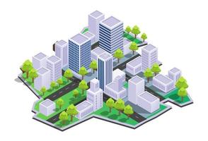 Modern city street and buildings view vector