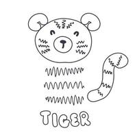 doodle de tigre simple dibujado a mano. vector