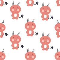 Hand drawn Halloween devils doodle seamless pattern. vector