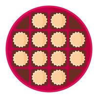 Open empty round pink box of chocolates vector