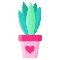 Pink flower pot with cactus or succulent or aloe without thorns vector