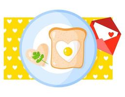 Holiday breakfast omelet and toast. vector