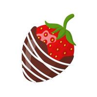 Glazed ripe strawberry in white and dark chocolate vector