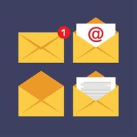 Mail icon. Concept of incoming email message. Symbol or SMS notification on electronic devices. Vector illustration. Flat