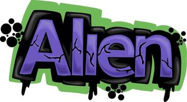 cool ALIEN writing graffiti design vector