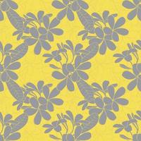 Seamless pattern floral with Frangipani flowers yellow and gray abstract background.Vector illustration hand drawn line art.for fabric textile print design vector