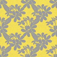 Seamless pattern floral with Frangipani flowers yellow and gray abstract background.Vector illustration hand drawn line art.for fabric textile print design vector