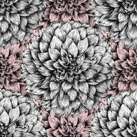 Seamless pattern floral with Dahlia flowers abstract background.Vector illustration  hand drawning line art.For fabric pint design. vector