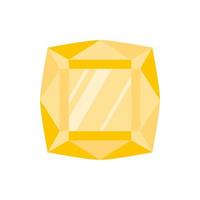 Yellow square precious stone or gem. vector