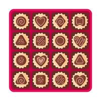 Open square pink box of chocolates vector