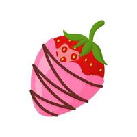 Glazed fresh strawberry in pink and dark chocolate vector