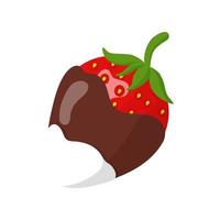 Glazed red strawberry in white and dark chocolate vector