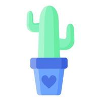 Blue flower pot with cactus or succulent vector