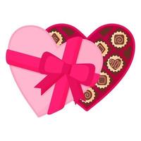 Open heart pink box of chocolate dessert or candy with icing vector