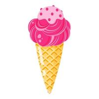 cono de helado o helado con cobertura rosa. vector