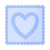 diseño de empaque de condón azul con corazón. vector