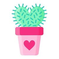 Pink flower pot with prickly cactus or succulent vector