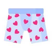 Blue Men boxer underpants with red hearts. Fashion concept