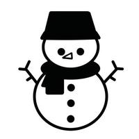 snowman black and white vector illustration