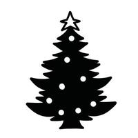 icono de árbol de navidad blanco y negro vector