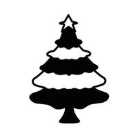 Icono de árbol de Navidad en blanco y negro vector