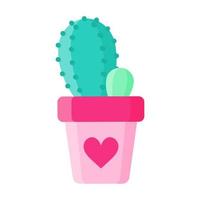 Pink flower pot with exotic cactus or succulent vector