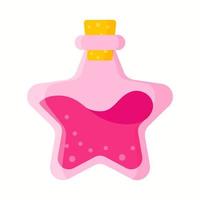 Love potion in pink star bottle for the wedding or Valentine Day. vector