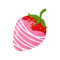 Glazed strawberry in white and pink chocolate vector