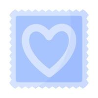Blue condom packaging with heart. vector