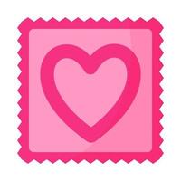 Pink condom packaging with heart. vector