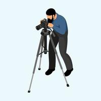 Professional photographer camera equipment isometric vector