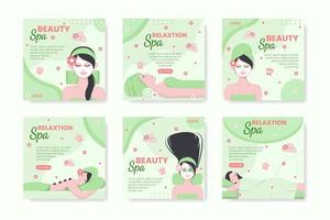 Spa and Massage Post Editable of Square Background Illustration Suitable for Social media, Feed, Card, Greetings, Print and Web Internet Ads vector