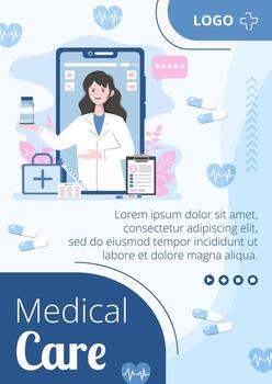 Medical Healthcare Flat Design Illustration Post Editable of Square Background Suitable for Social media, Feed, Card, Greetings and Web Internet Ads Template vector