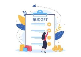 Budget Financial Analyst to Managing or Planning Spending Money at Checklist on Clipboard, Calculator and Calendar Background Vector Illustration