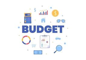 Budget Financial Analyst to Managing or Planning Spending Money at Checklist on Clipboard, Calculator and Calendar Background Vector Illustration