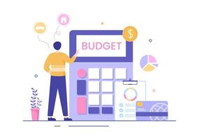 Budget Financial Analyst to Managing or Planning Spending Money at Checklist on Clipboard, Calculator and Calendar Background Vector Illustration